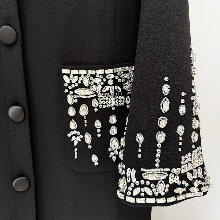 Crystal Embellished Blazer Evening Gown(MS300) - Mariam's Collection