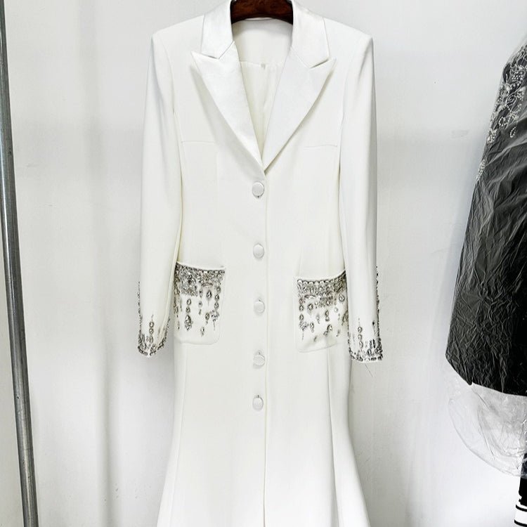 Crystal Embellished Blazer Evening Gown(MS300) - Mariam's Collection