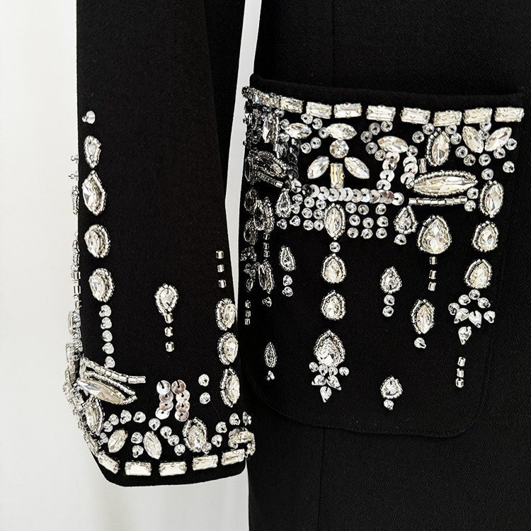 Crystal Embellished Blazer Evening Gown(MS300) - Mariam's Collection