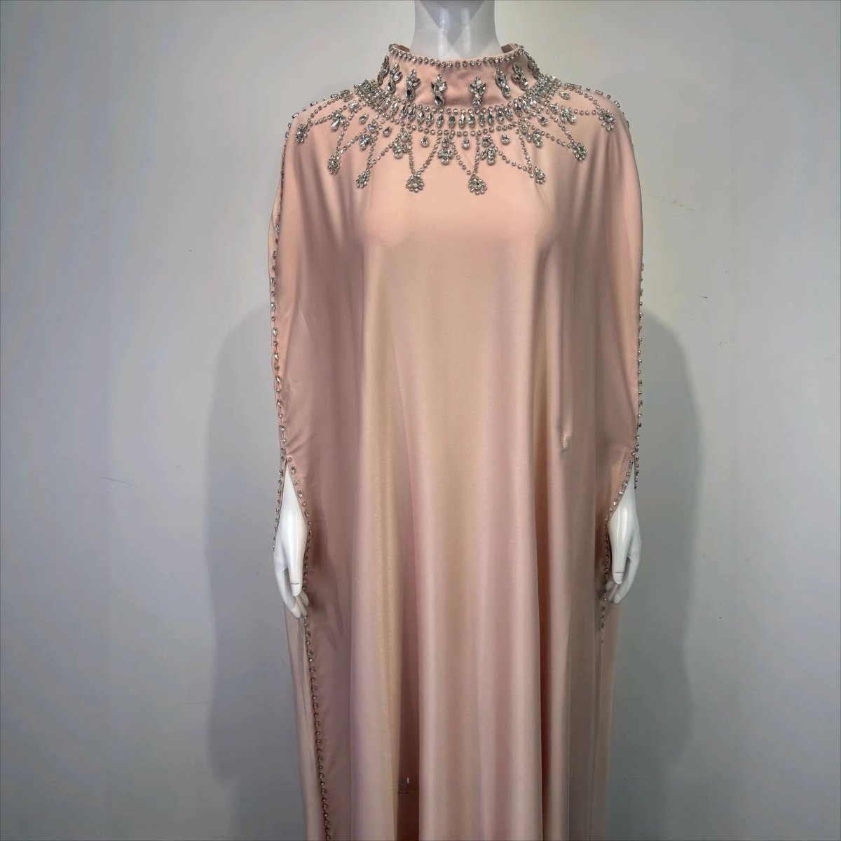 Crystal Embellished Cape Kaftan — Modest Evening Cape Dress