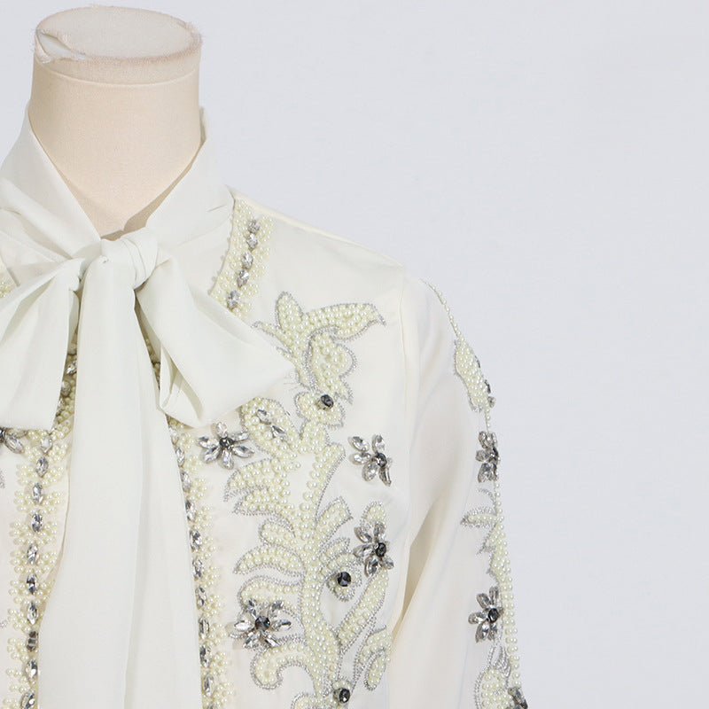 Crystal Embellished Jacket & Pleated Skirt Set(MS305) - Mariam's Collection