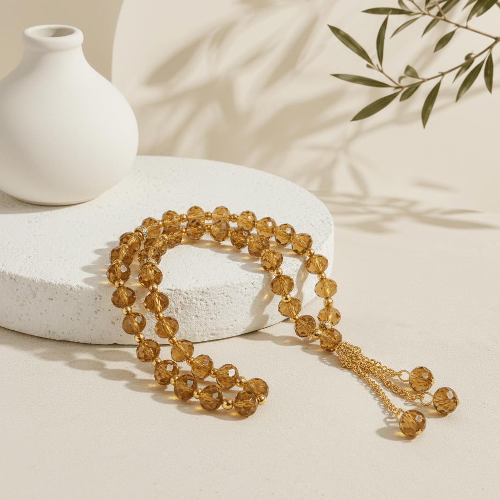 MR039 Crystal Glass Muslim Prayer Tasbeeh, 99pcs beads - Mariam's
