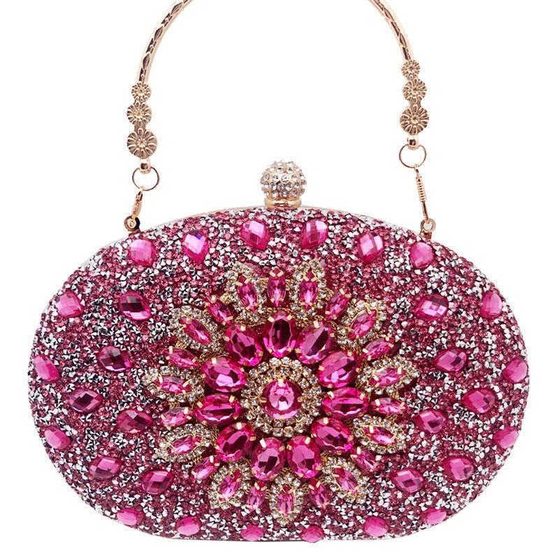Crystal Sunflower Evening Clutch | Rhinestone Party Bag with Chain Handle(MAC356) - Mariam's Collection