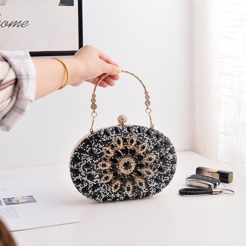 Crystal Sunflower Evening Clutch | Rhinestone Party Bag with Chain Handle(MAC356) - Mariam's Collection