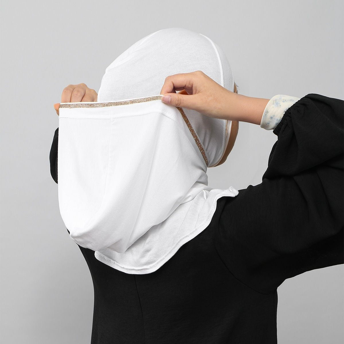 Crystal Trim Instant Hijab Cap(MH256) - Mariam's Collection