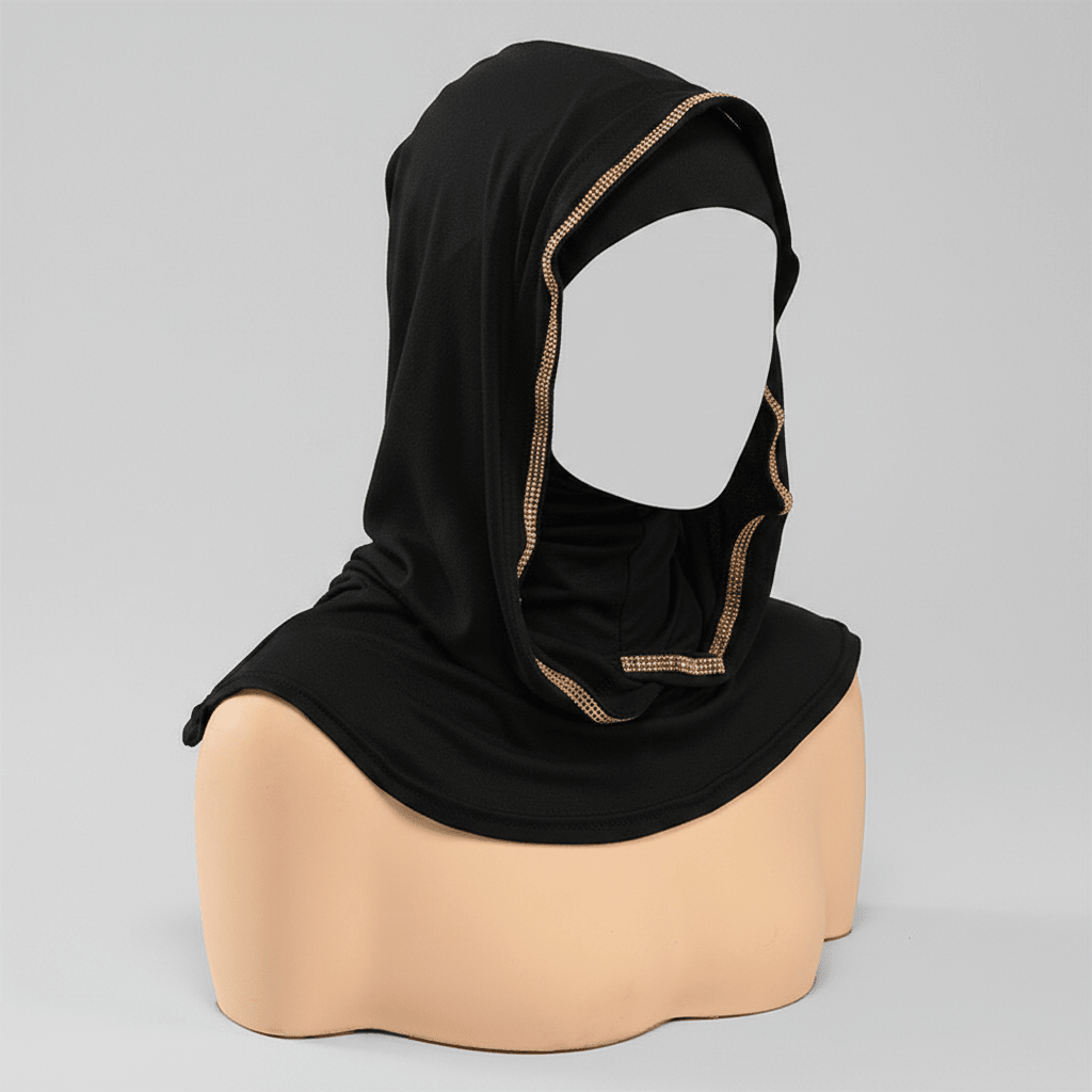 Crystal Trim Instant Hijab Cap(MH256) - Mariam's Collection