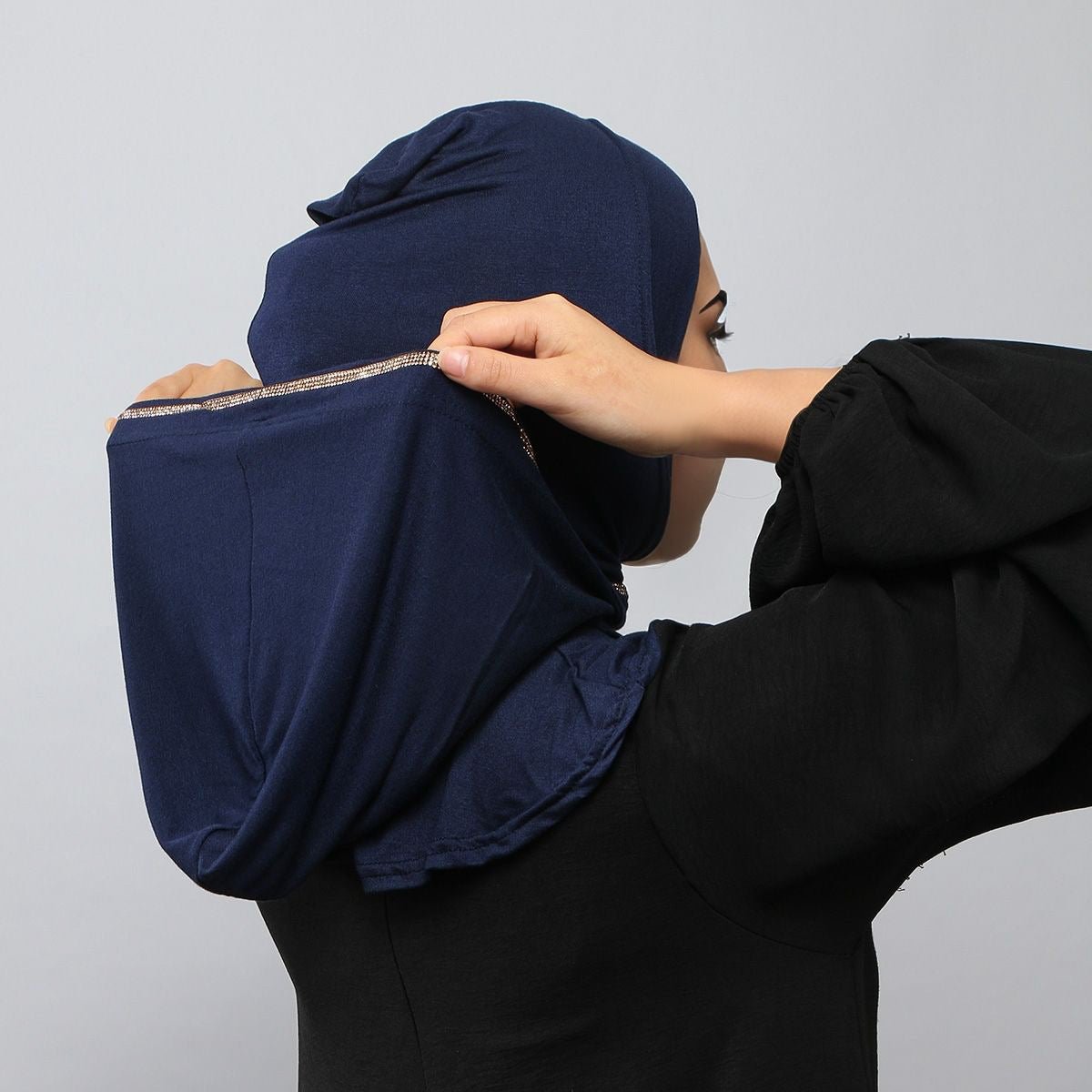 Crystal Trim Instant Hijab Cap(MH256) - Mariam's Collection