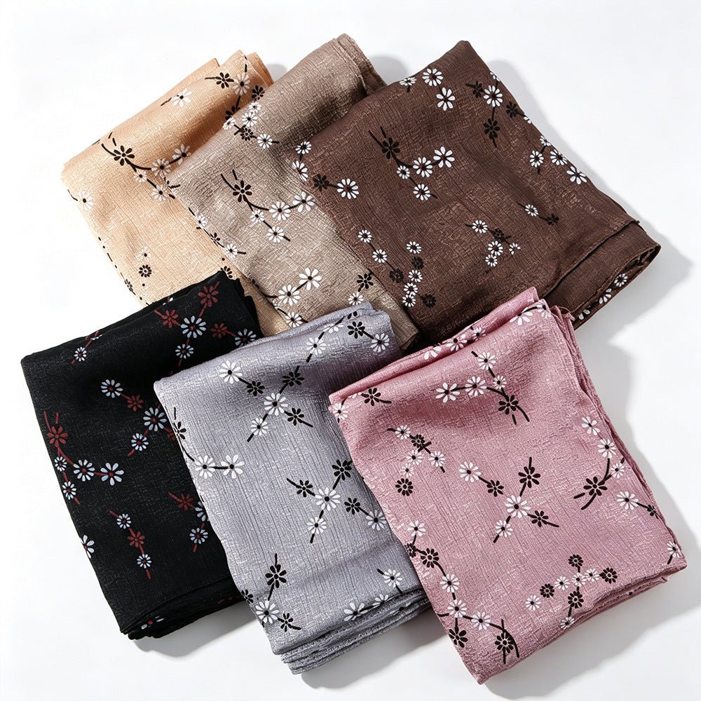 Daisy Floral Print Shimmer Hijab Scarf(MH245) - Mariam's Collection