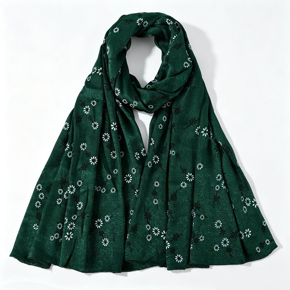 Daisy Floral Print Shimmer Hijab Scarf(MH245) - Mariam's Collection