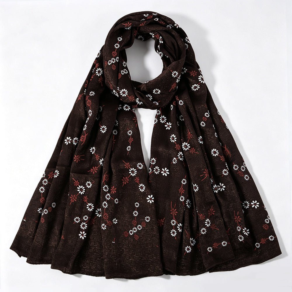 Daisy Floral Print Shimmer Hijab Scarf(MH245) - Mariam's Collection