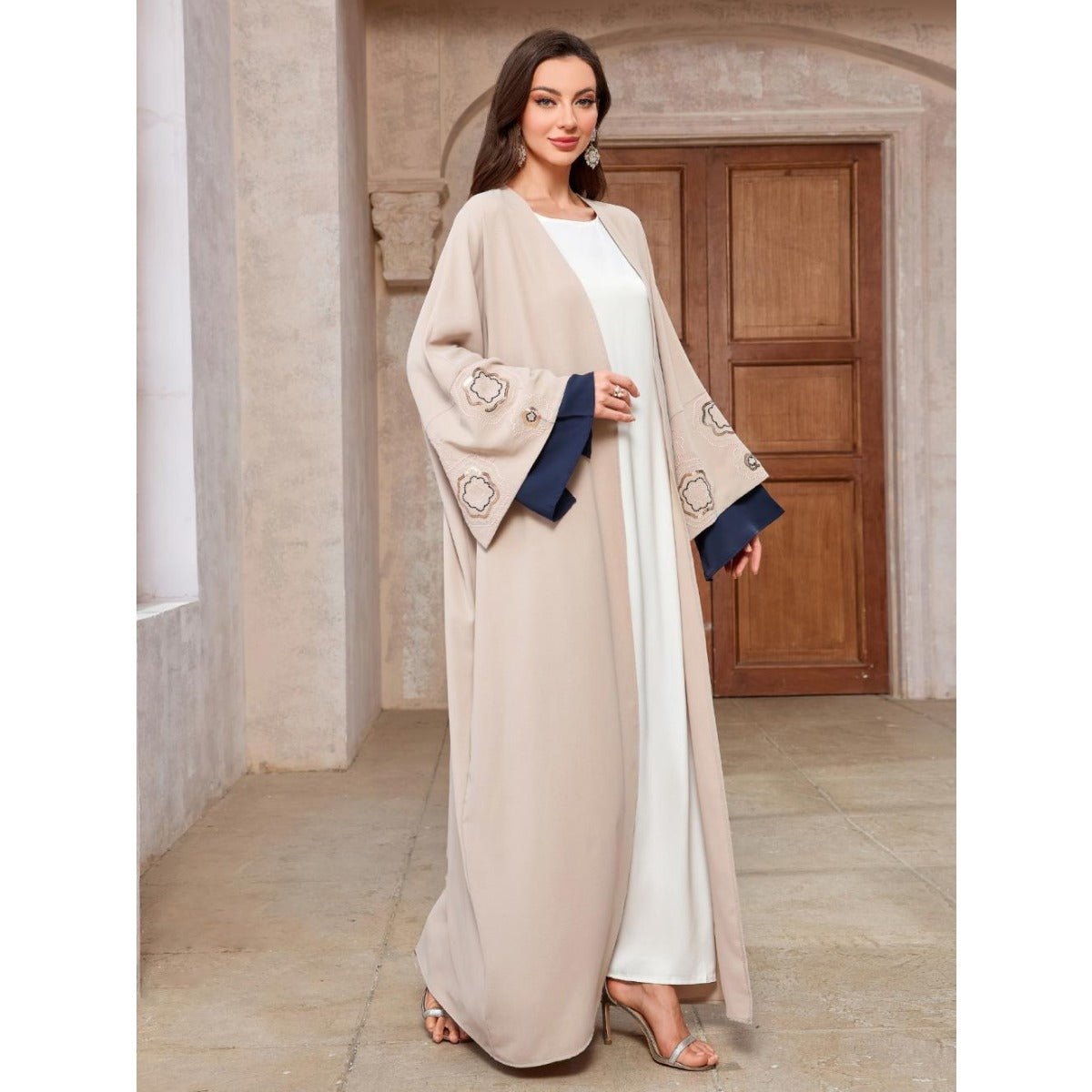 Desert Mirage Cardigan Set | Modest Muslim Luxury Batwing Sleeve Abaya. (MOA182) - Mariam's Collection