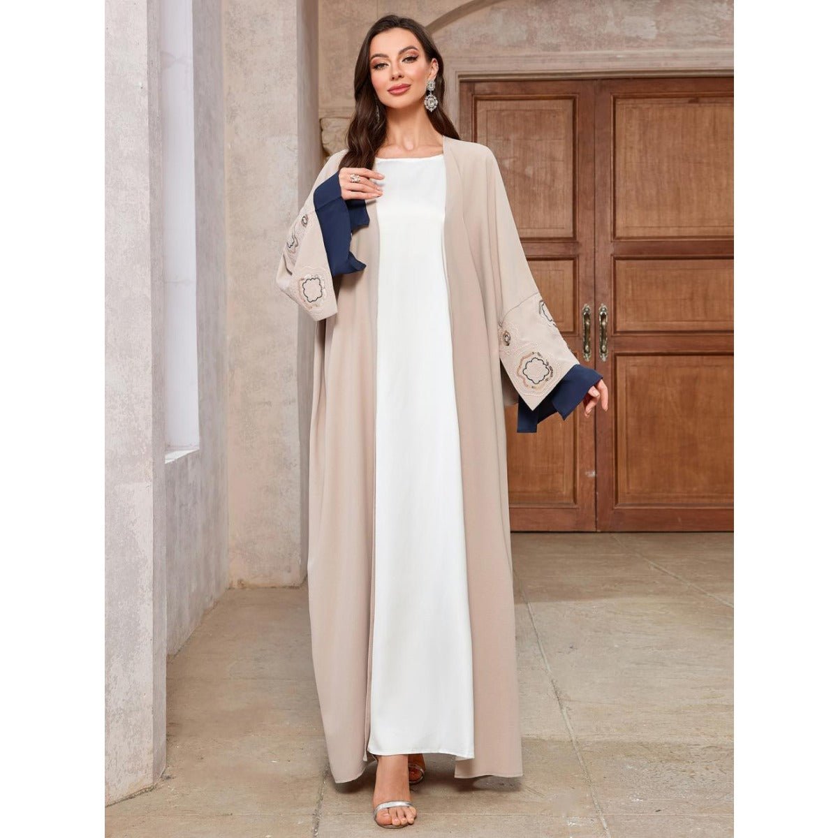 Desert Mirage Cardigan Set | Modest Muslim Luxury Batwing Sleeve Abaya. (MOA182) - Mariam's Collection