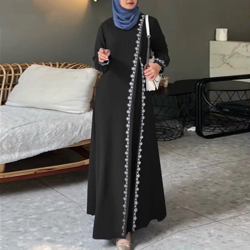 Designer Lace Detailing Casual Abaya (MA146) - Mariam's Collection