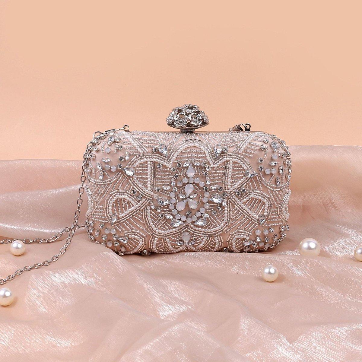 Diamond Embellished Beaded Evening Clutch Bag (MAC302) - Mariam's Collection