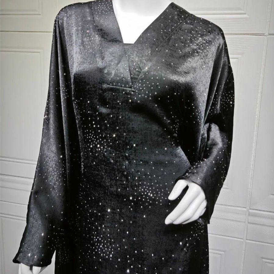 Diamond Embellished Starry Night Abaya | Luxurious Sparkly Maxi Dress (MA287) - Mariam's Collection
