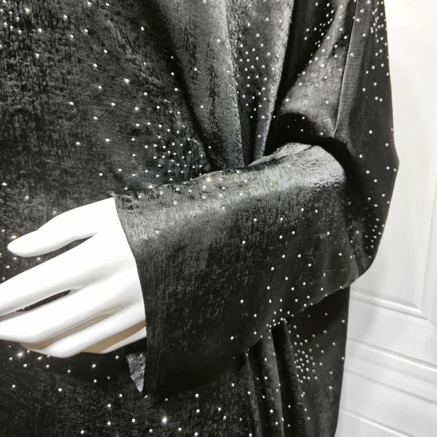 Diamond Embellished Starry Night Abaya | Luxurious Sparkly Maxi Dress (MA287) - Mariam's Collection