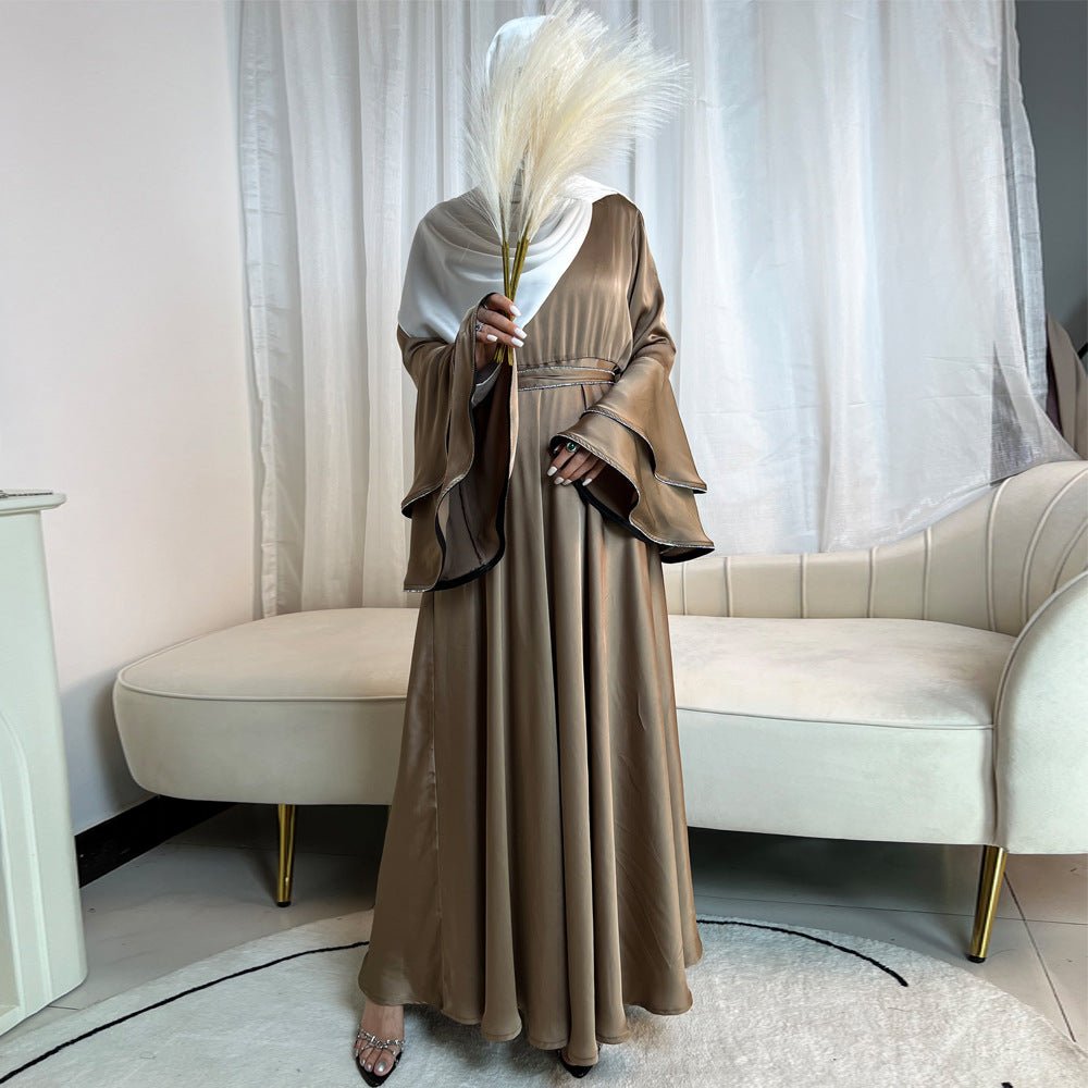 Diamond Modest Bell Sleeve Adjustable Waist Kaftan Dress Abaya with Hijab. (MA169) - Mariam's Collection