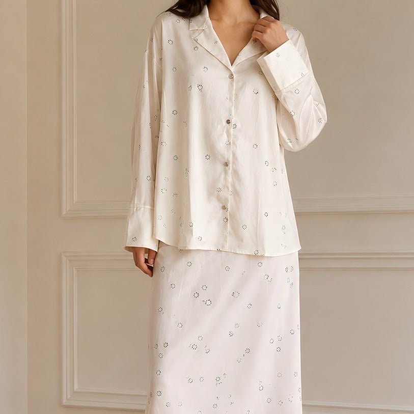 Ditsy Floral Print Shirt & Maxi Skirt Two-Piece Set(MS530) - Mariam's Collection