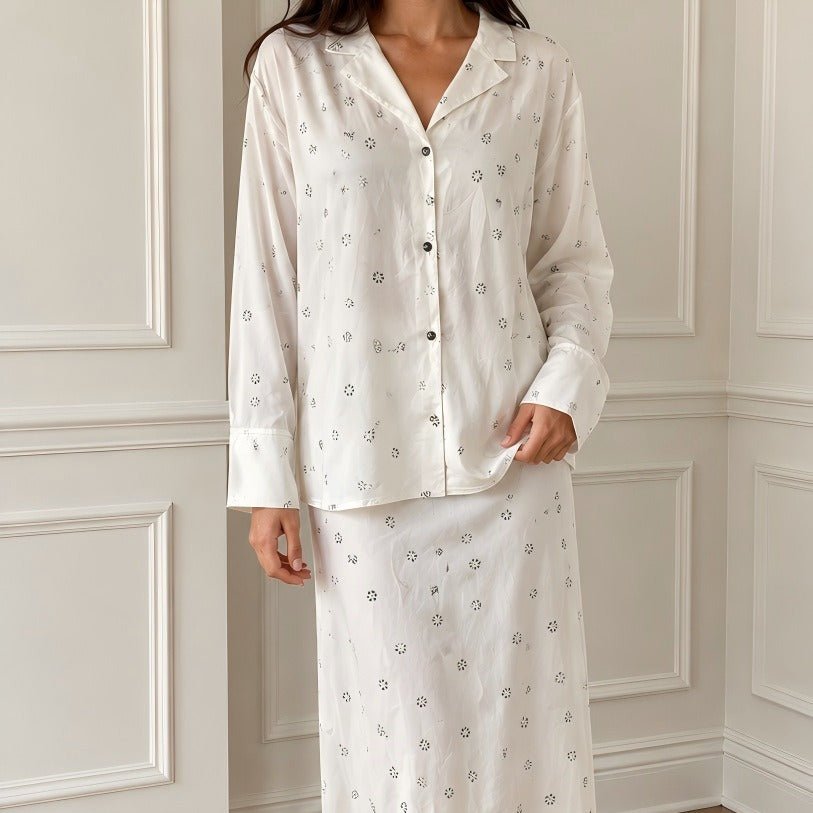 Ditsy Floral Print Shirt & Maxi Skirt Two-Piece Set(MS530) - Mariam's Collection