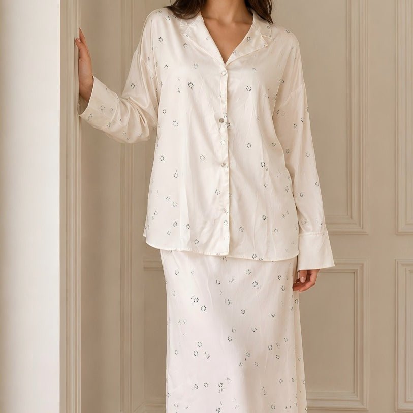 Ditsy Floral Print Shirt & Maxi Skirt Two-Piece Set(MS530) - Mariam's Collection