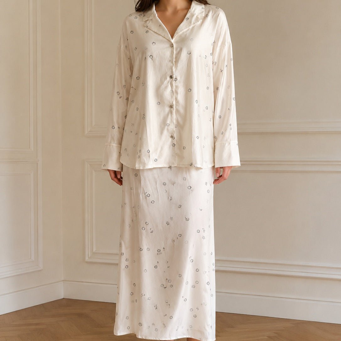 Ditsy Floral Print Shirt & Maxi Skirt Two-Piece Set(MS530) - Mariam's Collection
