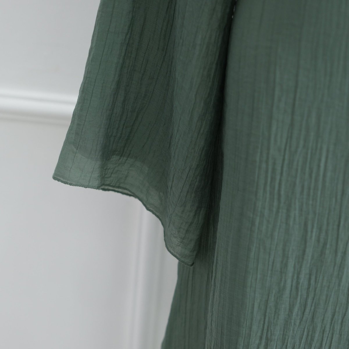 Double - Layer Abaya with Attached Cape | Textured Maxi Dress with Decorative Brooch(MA334) - Mariam's Collection