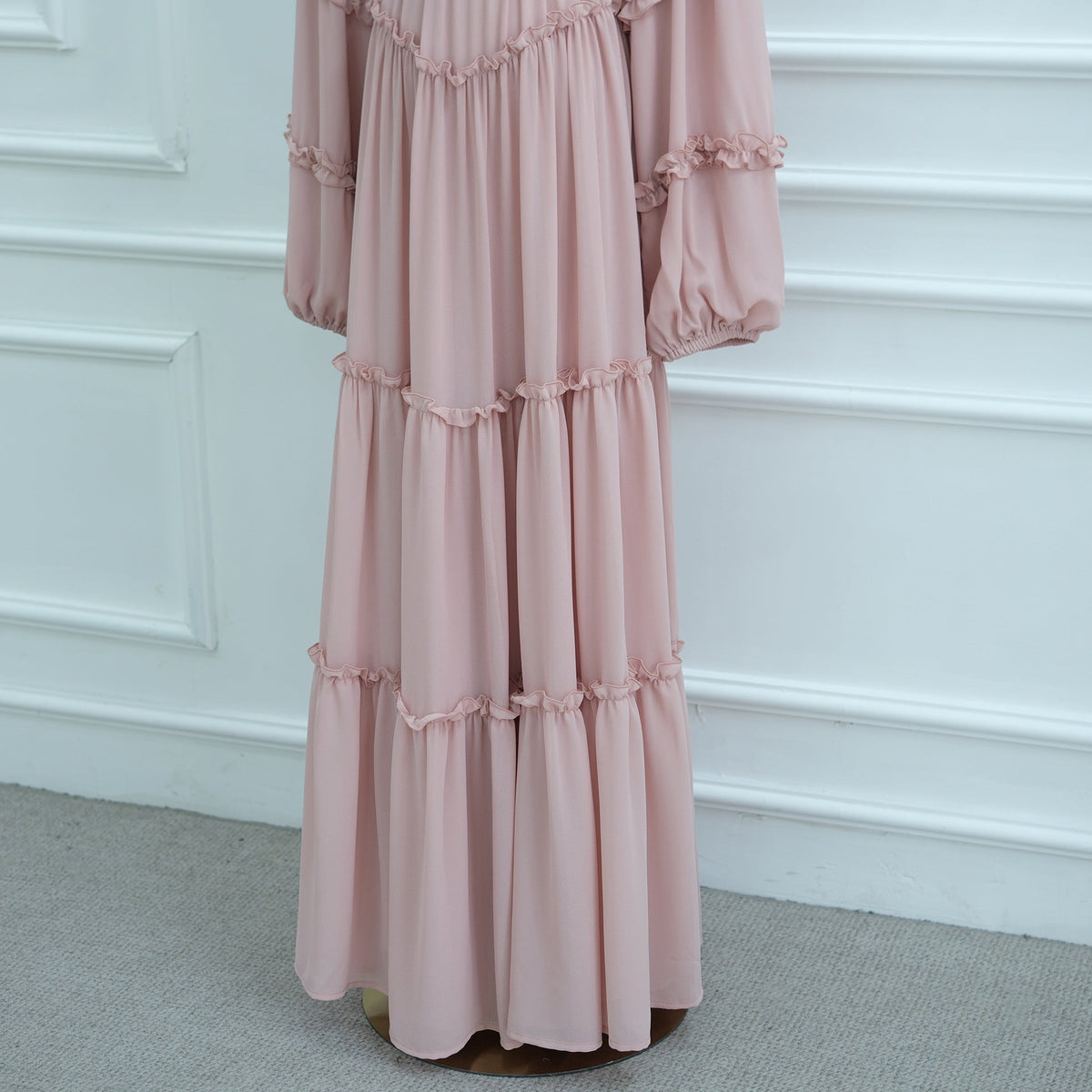 Double-Layer Cake Skirt Modest Dress(MS546) - Mariam's Collection