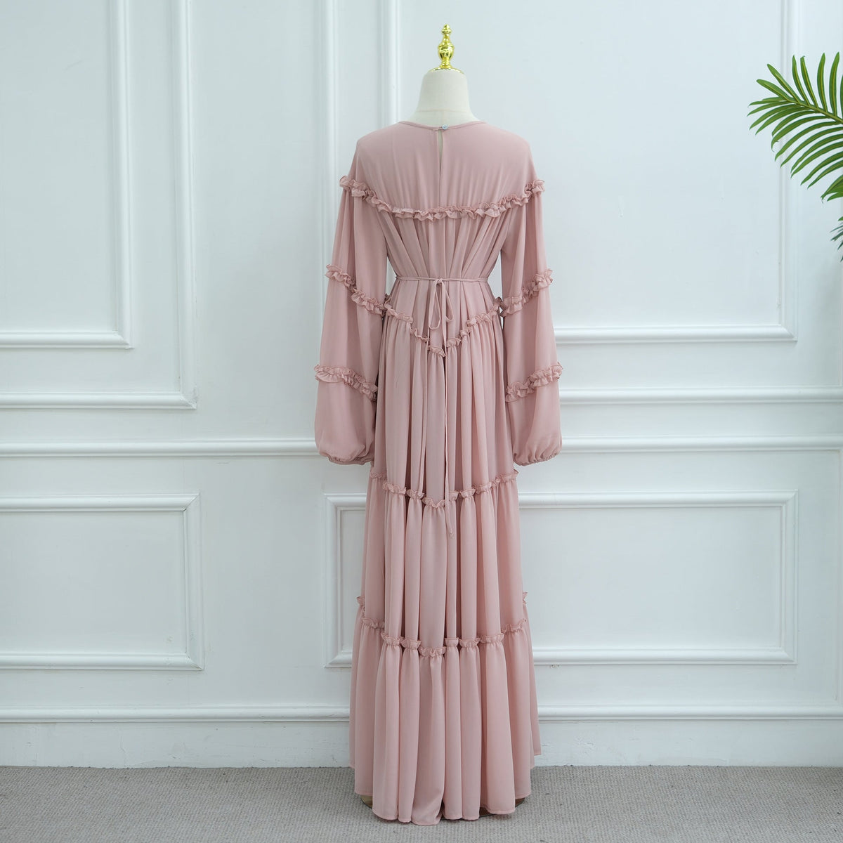 Double-Layer Cake Skirt Modest Dress(MS546) - Mariam's Collection