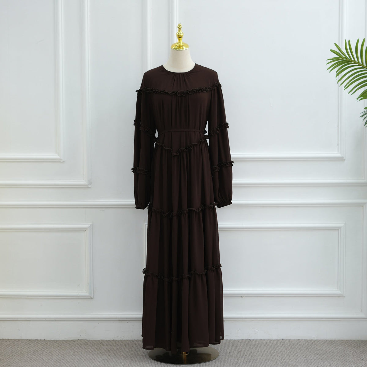 Double-Layer Cake Skirt Modest Dress(MS546) - Mariam's Collection