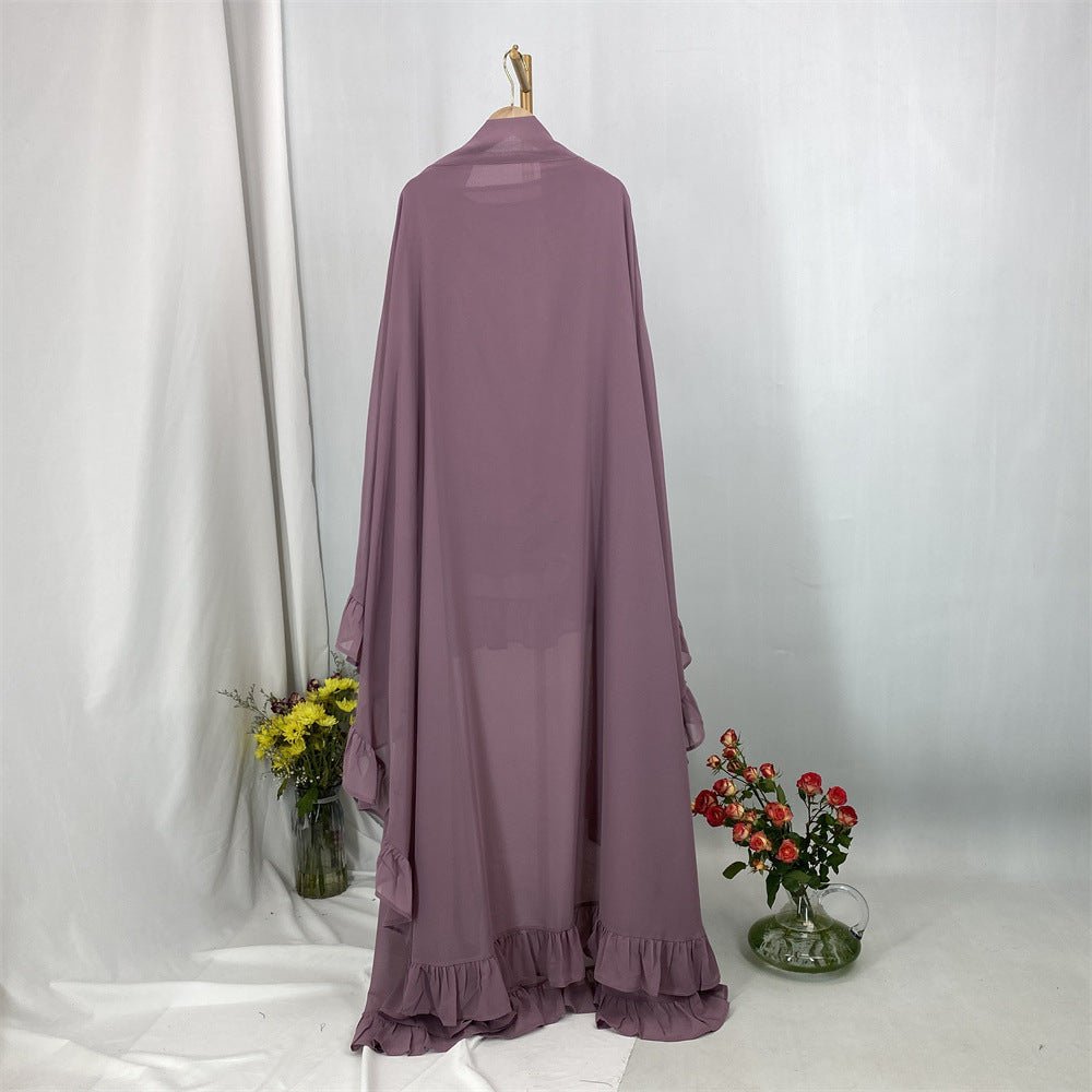 Double Layer Ruffle Trim Khimar(MK032) - Mariam's Collection