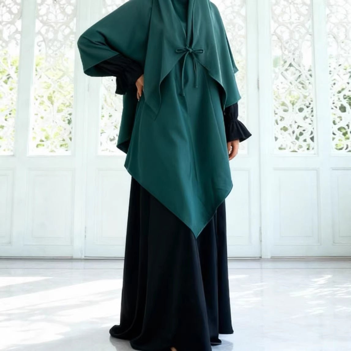Double Layer Tie - Front Khimar(MK033) - Mariam's Collection