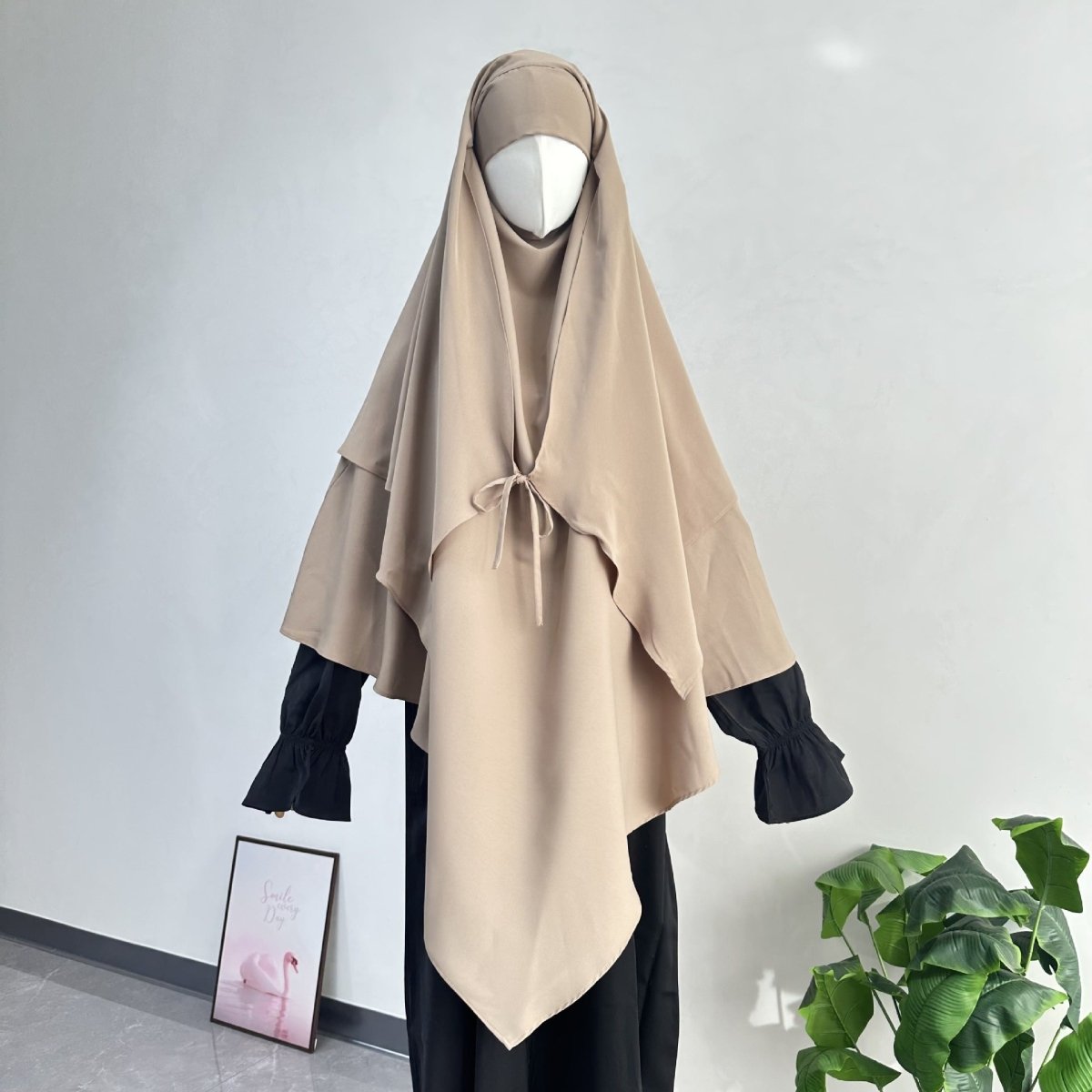 Double Layer Tie - Front Khimar(MK033) - Mariam's Collection