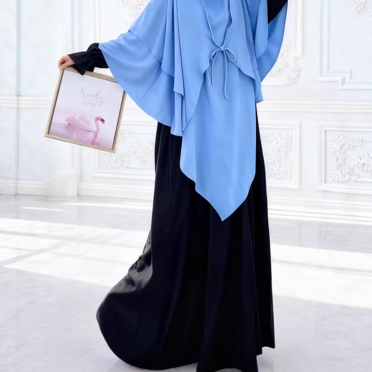 Double Layer Tie - Front Khimar(MK033) - Mariam's Collection