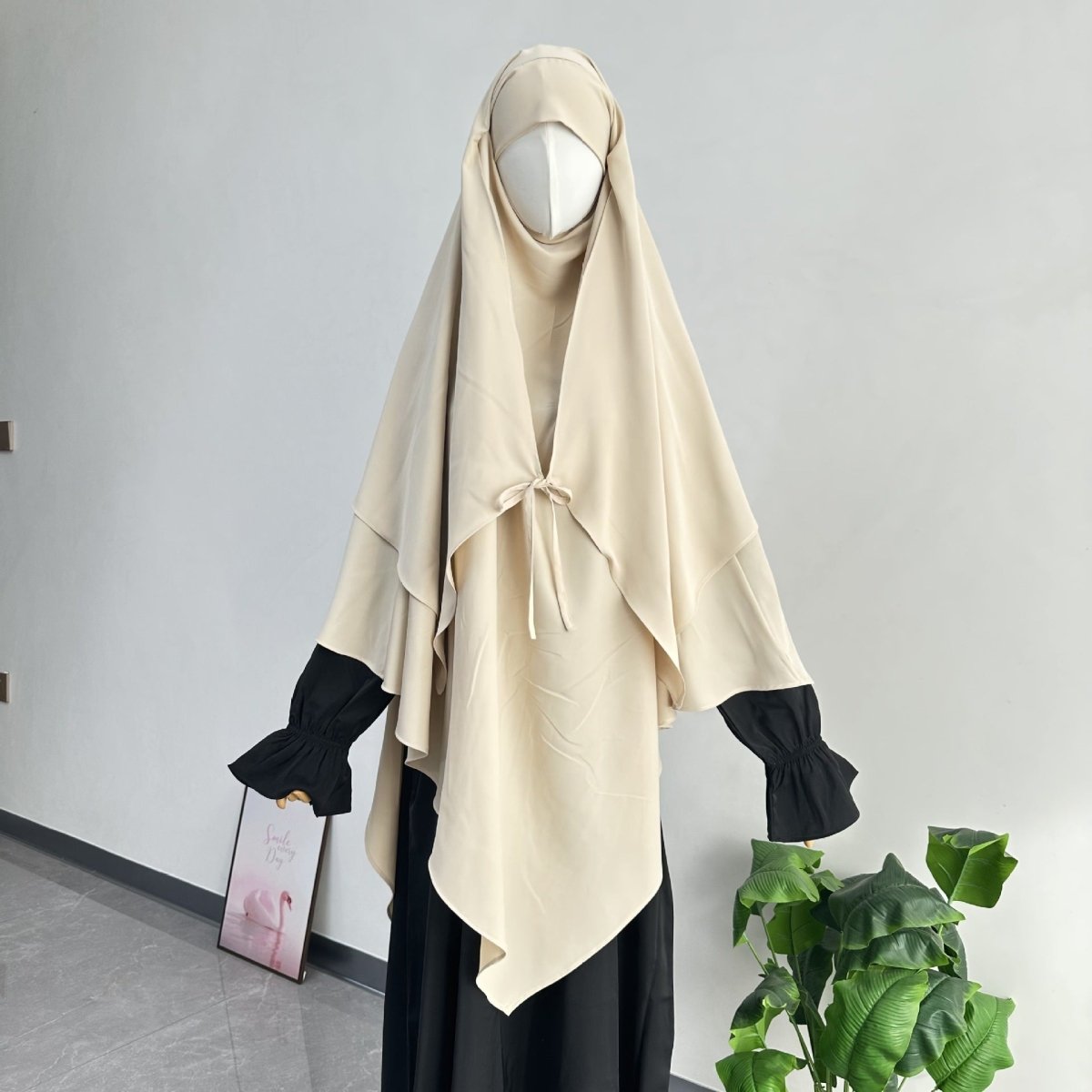 Double Layer Tie - Front Khimar(MK033) - Mariam's Collection