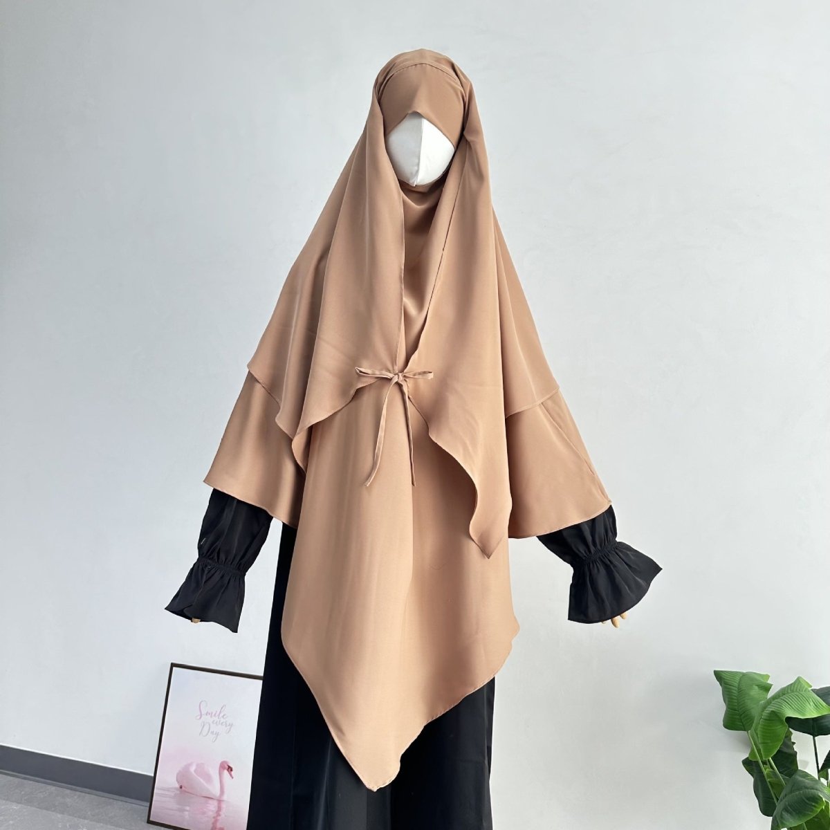 Double Layer Tie - Front Khimar(MK033) - Mariam's Collection