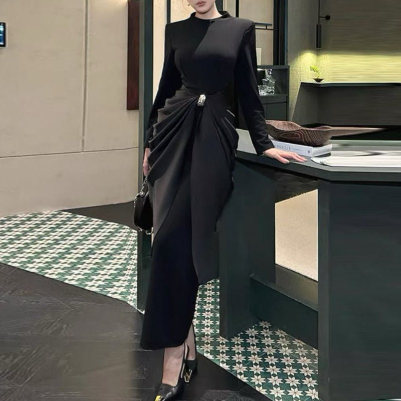 Draped Jersey Maxi Dress(MS386) - Mariam's Collection