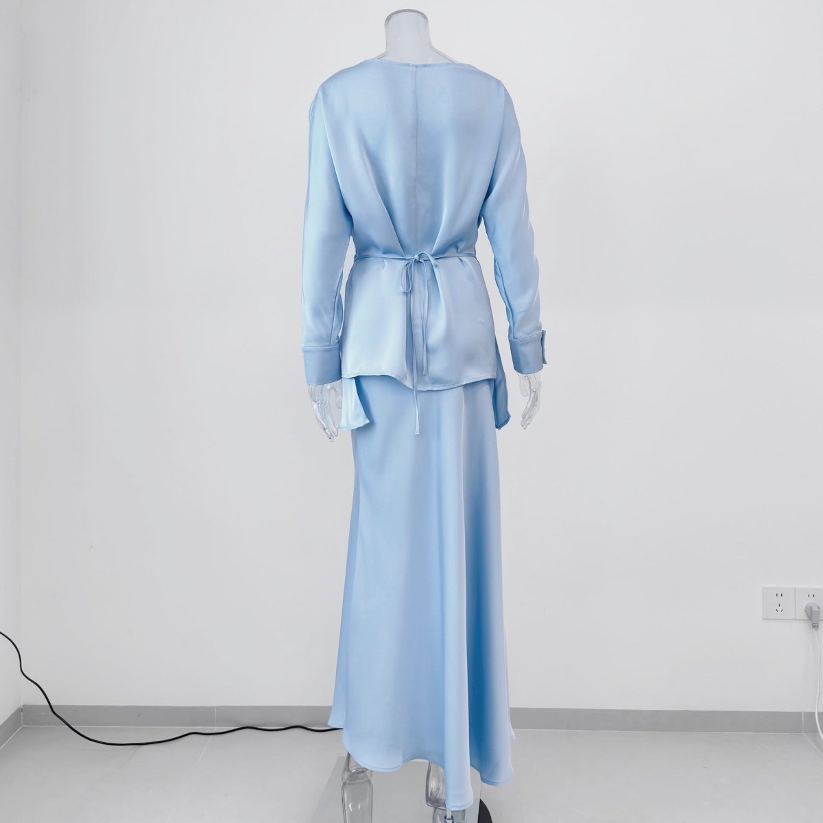 Draped Wrap Top & Maxi Skirt Set(MS333) - Mariam's Collection