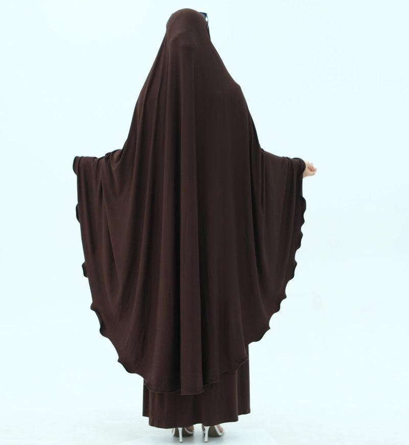 Earthy Tone Modest Abaya Set Simple Solid Color Long Dress & Matching Headscarf Hijab Jilbab. (MJ020) - Mariam's Collection