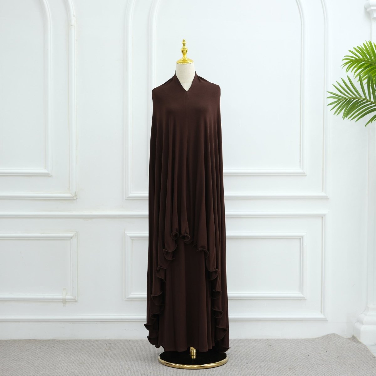 Earthy Tone Modest Abaya Set Simple Solid Color Long Dress & Matching Headscarf Hijab Jilbab. (MJ020) - Mariam's Collection