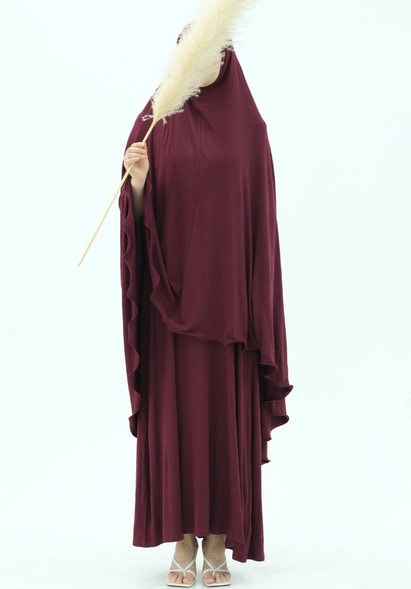 Earthy Tone Modest Abaya Set Simple Solid Color Long Dress & Matching Headscarf Hijab Jilbab. (MJ020) - Mariam's Collection