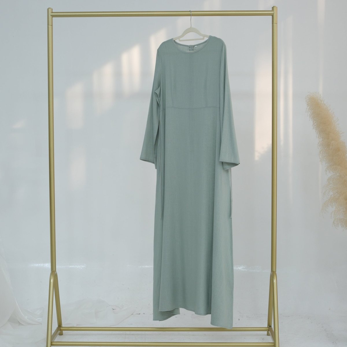 Eco - Friendly Hemp Bamboo Flared Sleeve Dress - Modest Solid Color Maxi(MA286) - Mariam's Collection