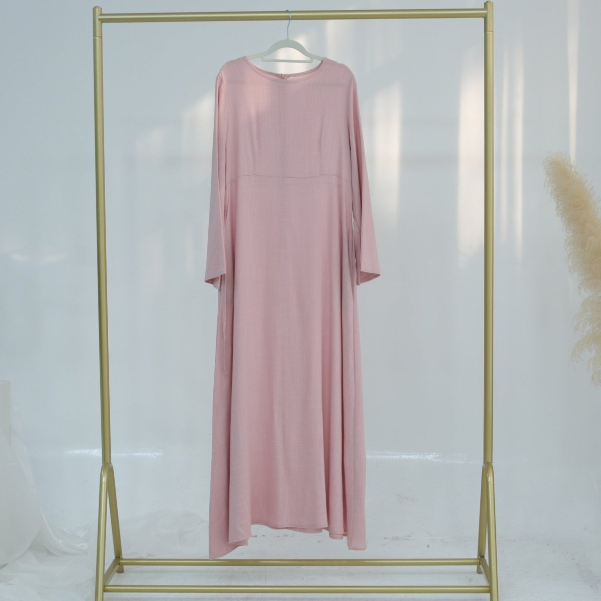 Eco - Friendly Hemp Bamboo Flared Sleeve Dress - Modest Solid Color Maxi(MA286) - Mariam's Collection