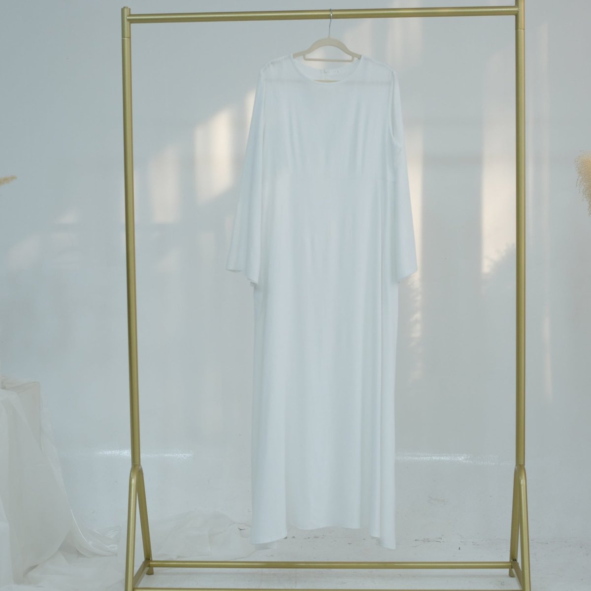 Eco - Friendly Hemp Bamboo Flared Sleeve Dress - Modest Solid Color Maxi(MA286) - Mariam's Collection