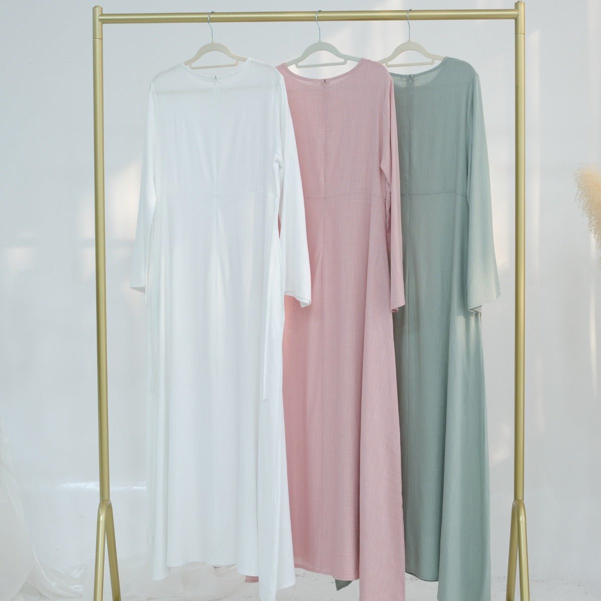 Eco - Friendly Hemp Bamboo Flared Sleeve Dress - Modest Solid Color Maxi(MA286) - Mariam's Collection