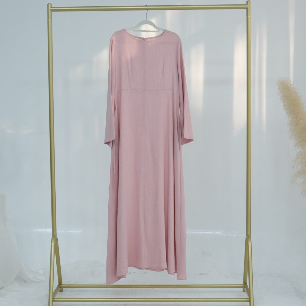 Eco - Friendly Hemp Bamboo Flared Sleeve Dress - Modest Solid Color Maxi(MA286) - Mariam's Collection