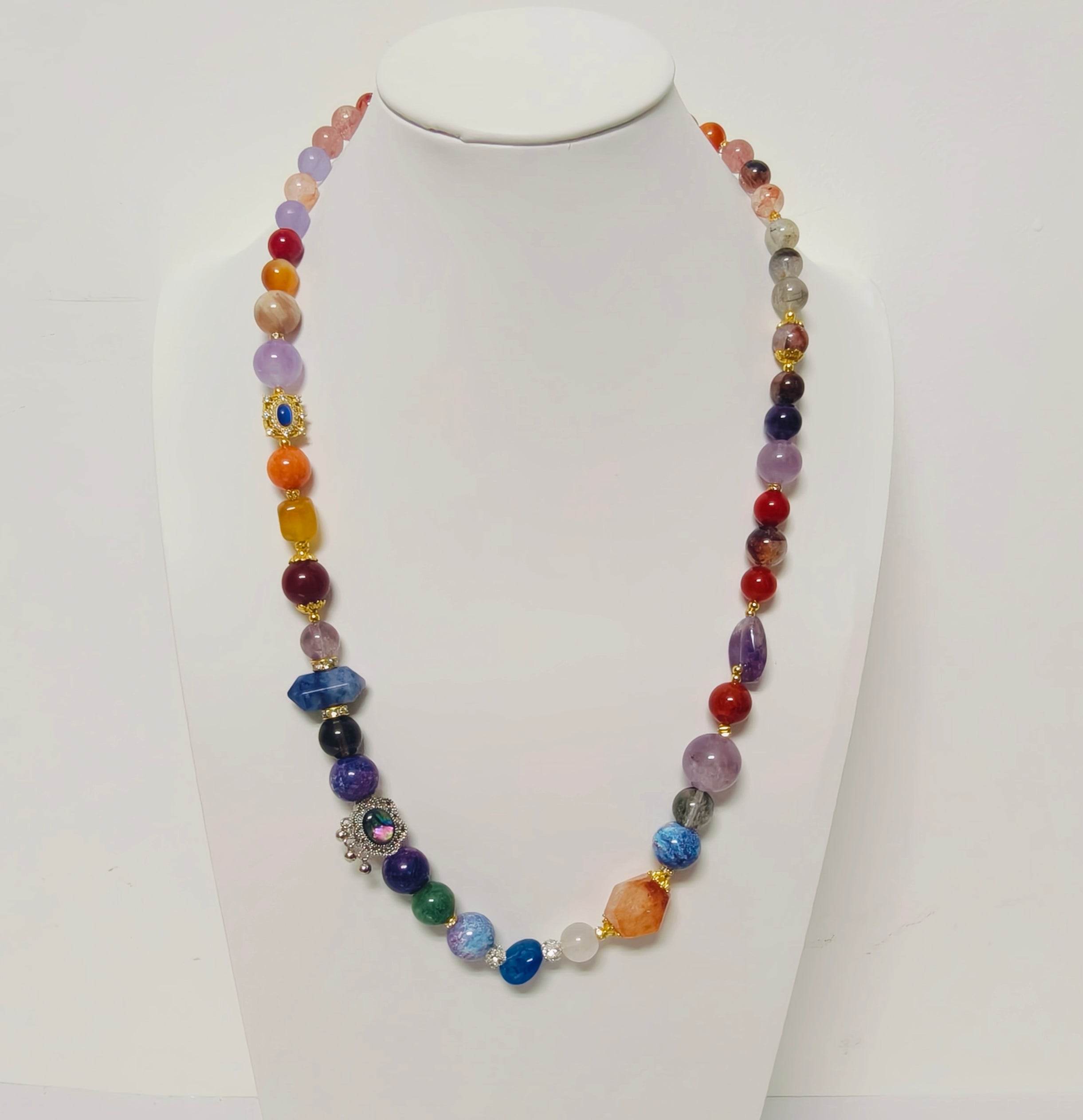 Handmade Premium Crystal Necklace | Artisan Woven Jewelry with Alloy Accents | Elegant Sparkling Statement Necklace for Women (MAC345)