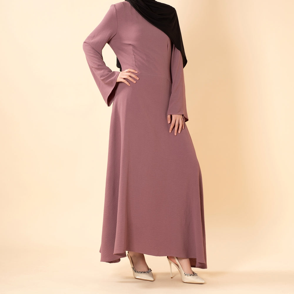 Elegant Flow Crepe Pocket Abaya Dress(MA432)
