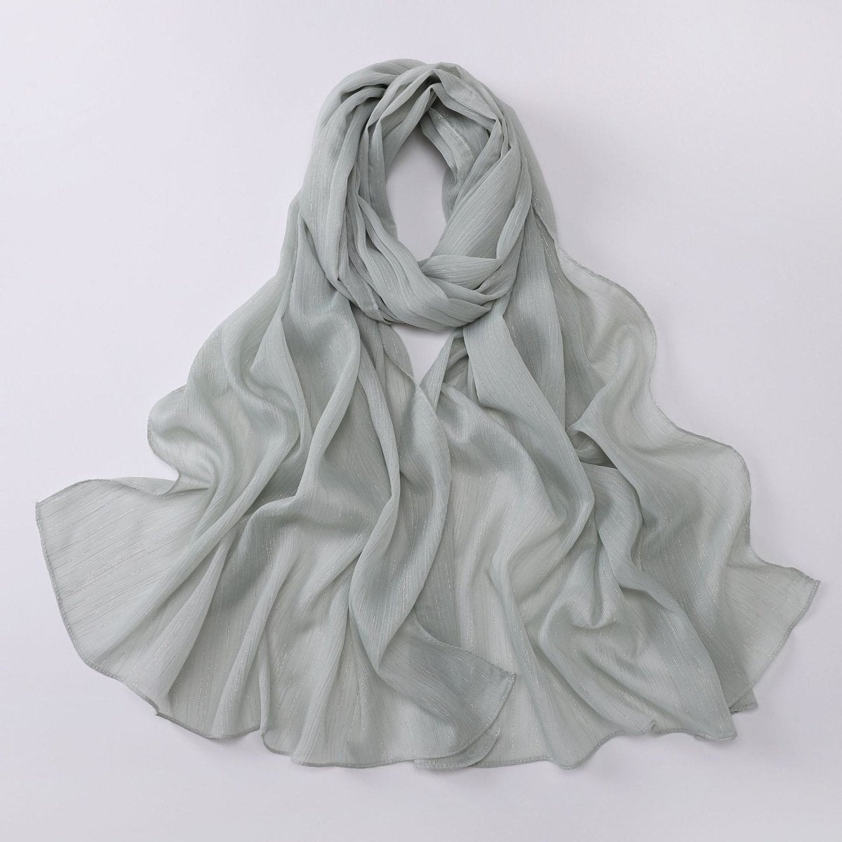 Effortless Grace Scarf Silver Crinkle Chiffon Hijab (MH153) - Mariam's Collection