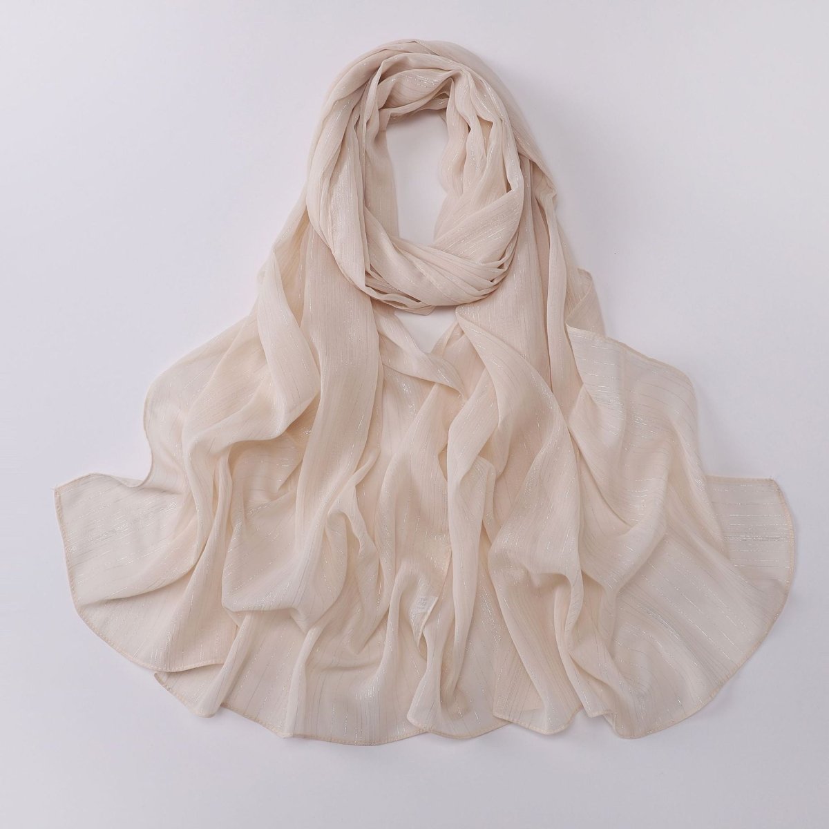 Effortless Grace Scarf Silver Crinkle Chiffon Hijab (MH153) - Mariam's Collection