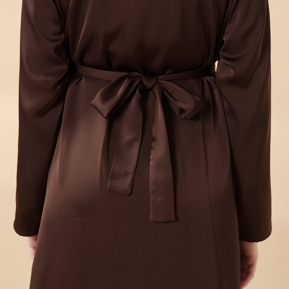 Eid Abaya - Perfect for Eid Celebrations Elegant Dark Brown Three - Piece Bead Embroidery (MOA112) - Mariam's Collection